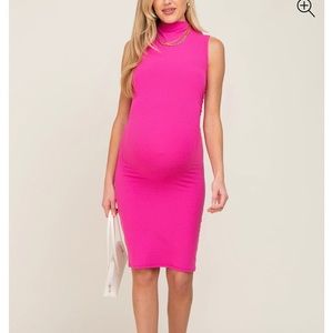 Pink Body Con Maternity Dress